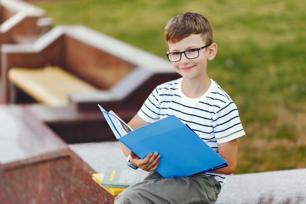Pupil spend time in a school yard